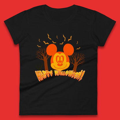 Happy Halloween Mickey Mouse Horror Scary Spooky Jack Face Halloween Disney Trip Womens Tee Top