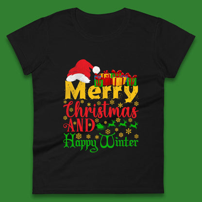 merry christmas and happy winter womens t shirt