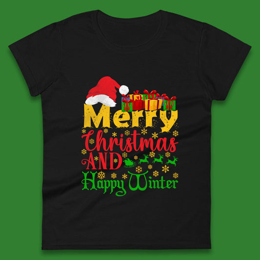 merry christmas and happy winter womens t shirt