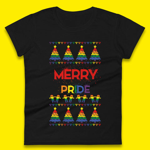 Merry Pride Christmas Trees Ladies T-Shirt
