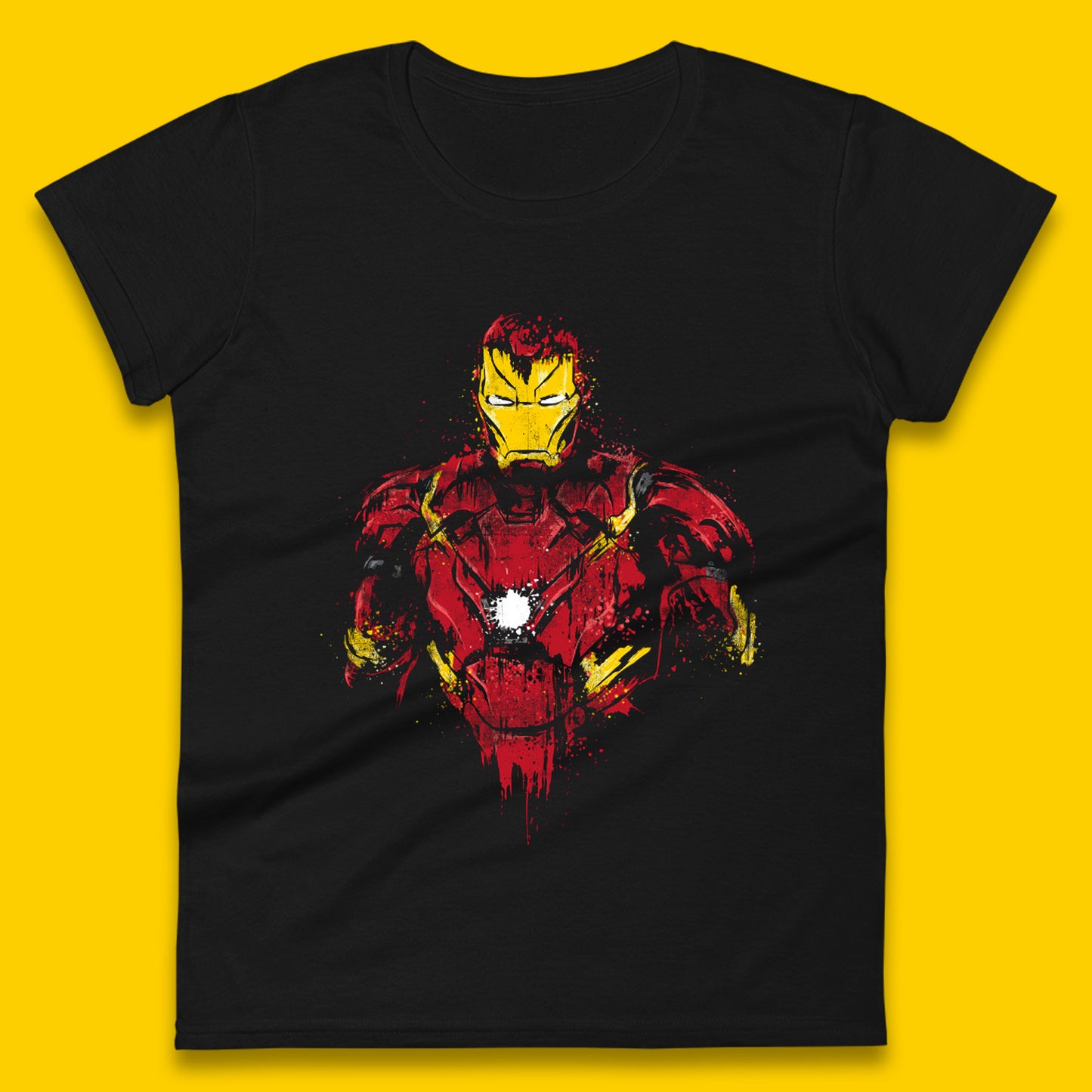 Marvel Avengers Iron Man Distressed Portrait Superhero Comic Book Character Iron-Man Marvel Comics Womens Tee Top