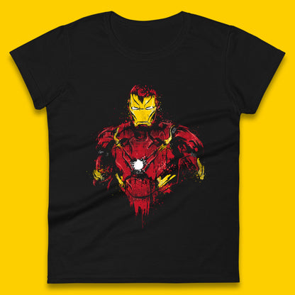 Marvel Avengers Iron Man Distressed Portrait Superhero Comic Book Character Iron-Man Marvel Comics Womens Tee Top