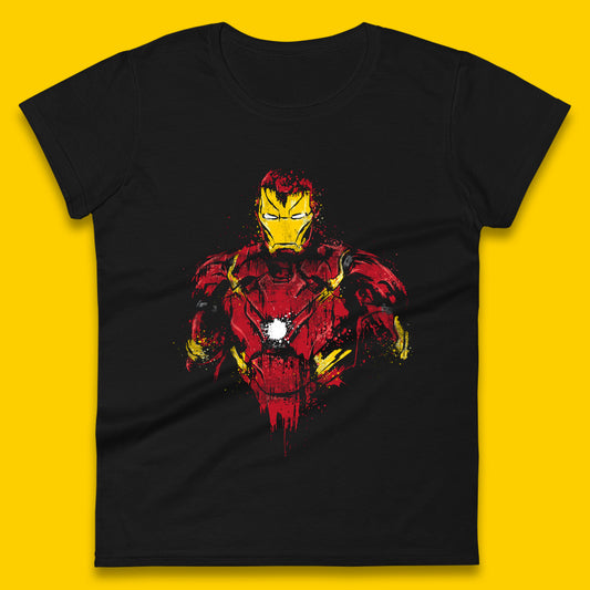Marvel Avengers Iron Man Distressed Portrait Superhero Comic Book Character Iron-Man Marvel Comics Womens Tee Top