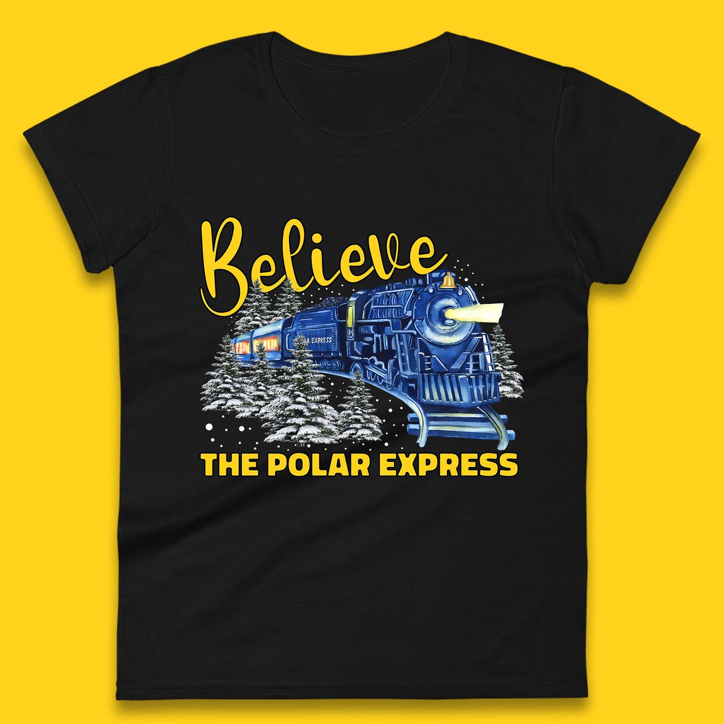 Believe The Polar Express Christmas Train Womens T-Shirt