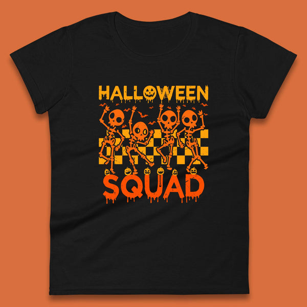 Halloween Squad Dancing Skeletons Squad Goals Dancing Halloween Skull Womens Tee Top