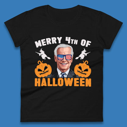 Merry 4th Of Halloween Funny Confused Joe Biden 4th Of July Womens Tee Top