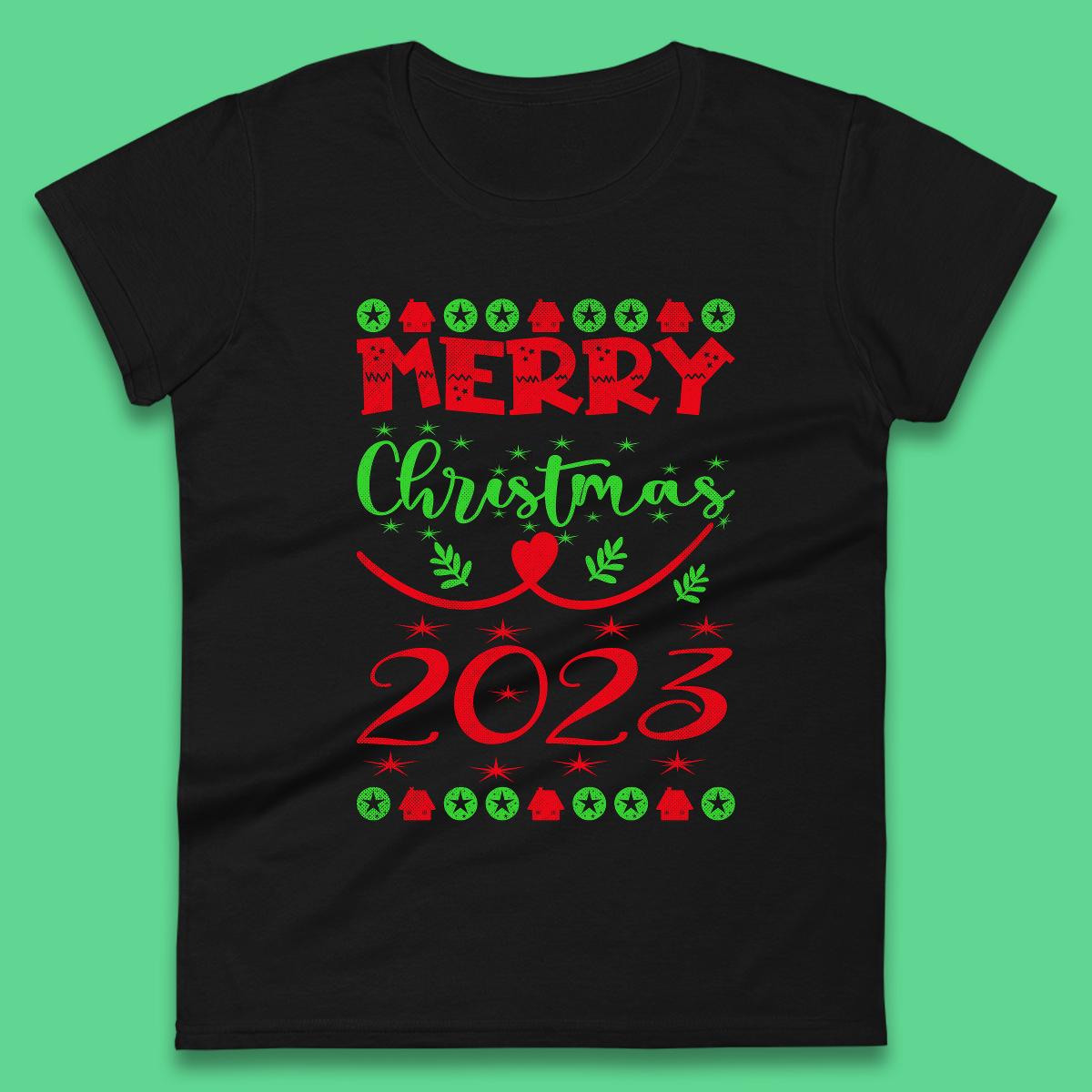 Merry Christmas 2023 Winter Holiday Xmas Festive Celebration Womens Tee Top