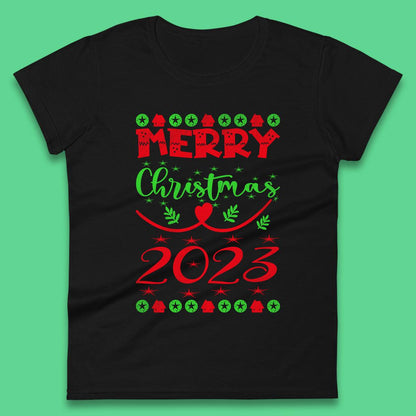 Merry Christmas 2023 Winter Holiday Xmas Festive Celebration Womens Tee Top
