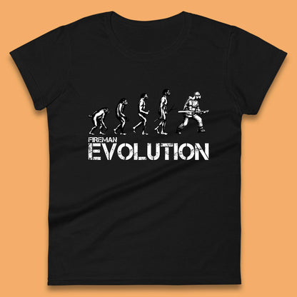 Fireman Evolution Funny Fire Brigade Service Firefighter Womens Tee Top