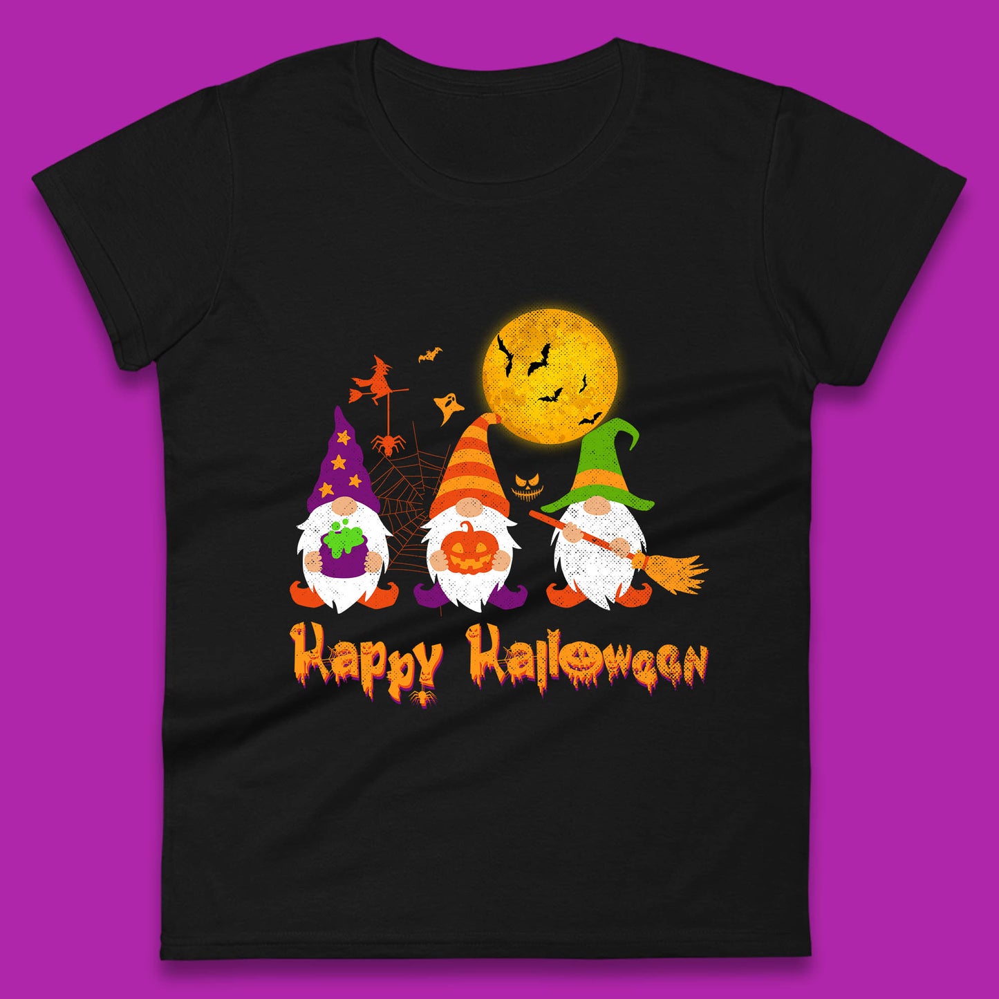 Happy Halloween Gnomies Spooky Witch Gnomes Scary Gnome Lover Womens Tee Top