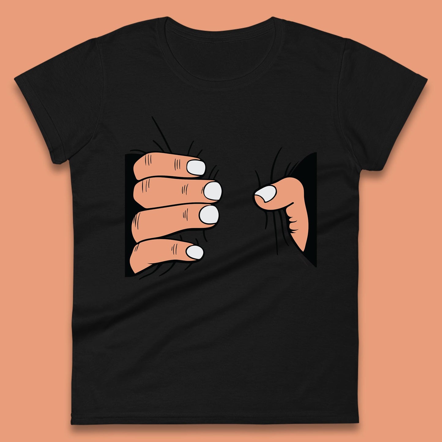 Crushing Handshake Big Hand Squeezing Funny Hand Grabbing Photographic Womens Tee Top