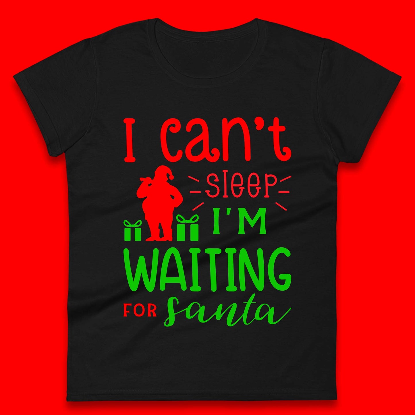 Christmas Waiting For Santa Ladies T-Shirt
