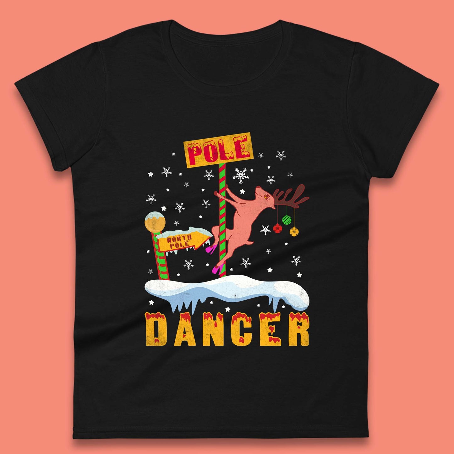 North Pole Dancer Christmas Womens T-Shirt
