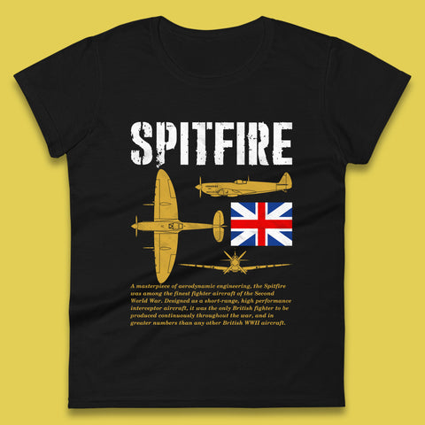 Supermarine Spitfire Royal Air Force British Army Uk Flag Spitfire WWII Remembrance Day Womens Tee Top