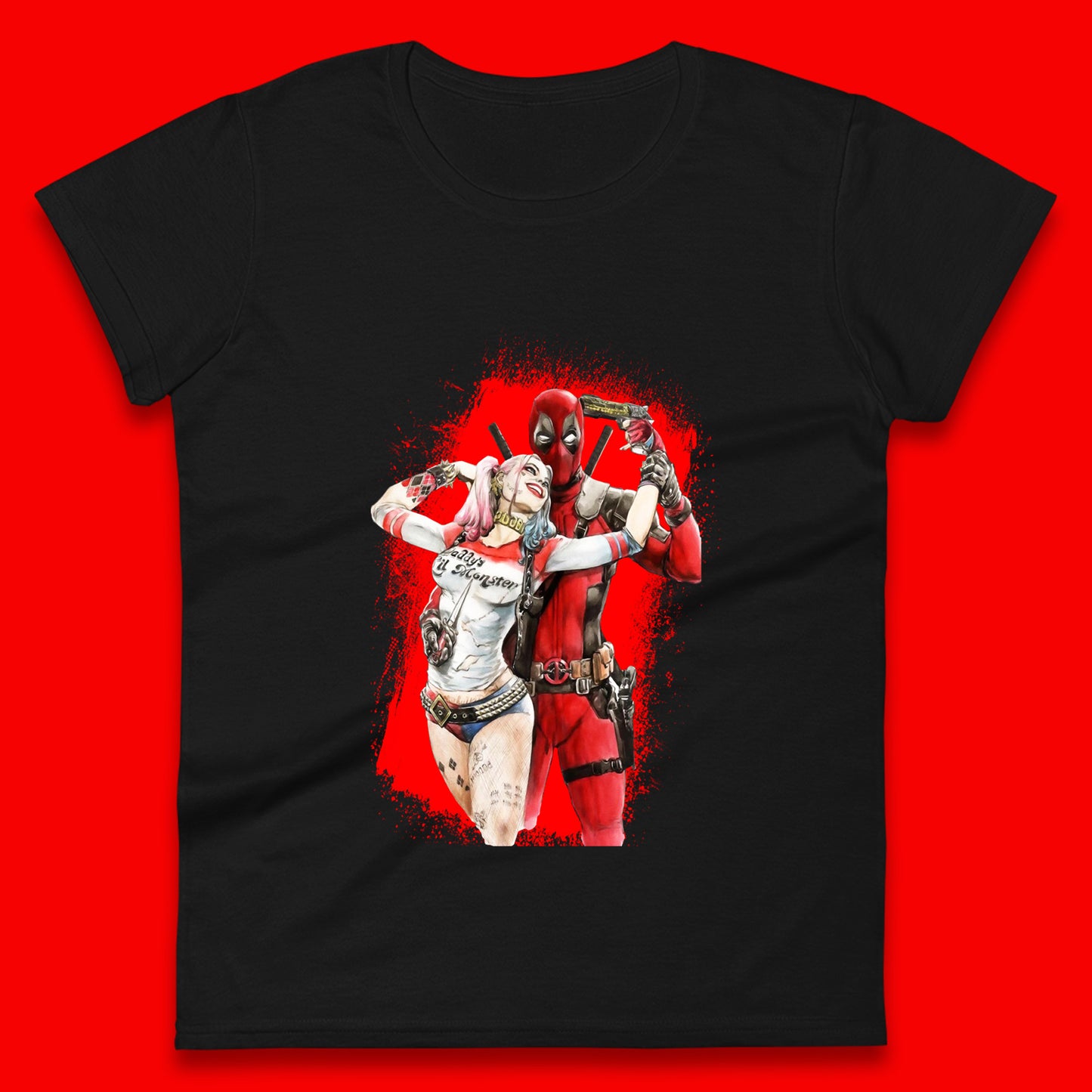 Hot DC Anime Suicide Squad Harley Quinn Deadpool Fanfiction Poster Funny Superheroes DC Comics Deadpool E Quinn Womens Tee Top