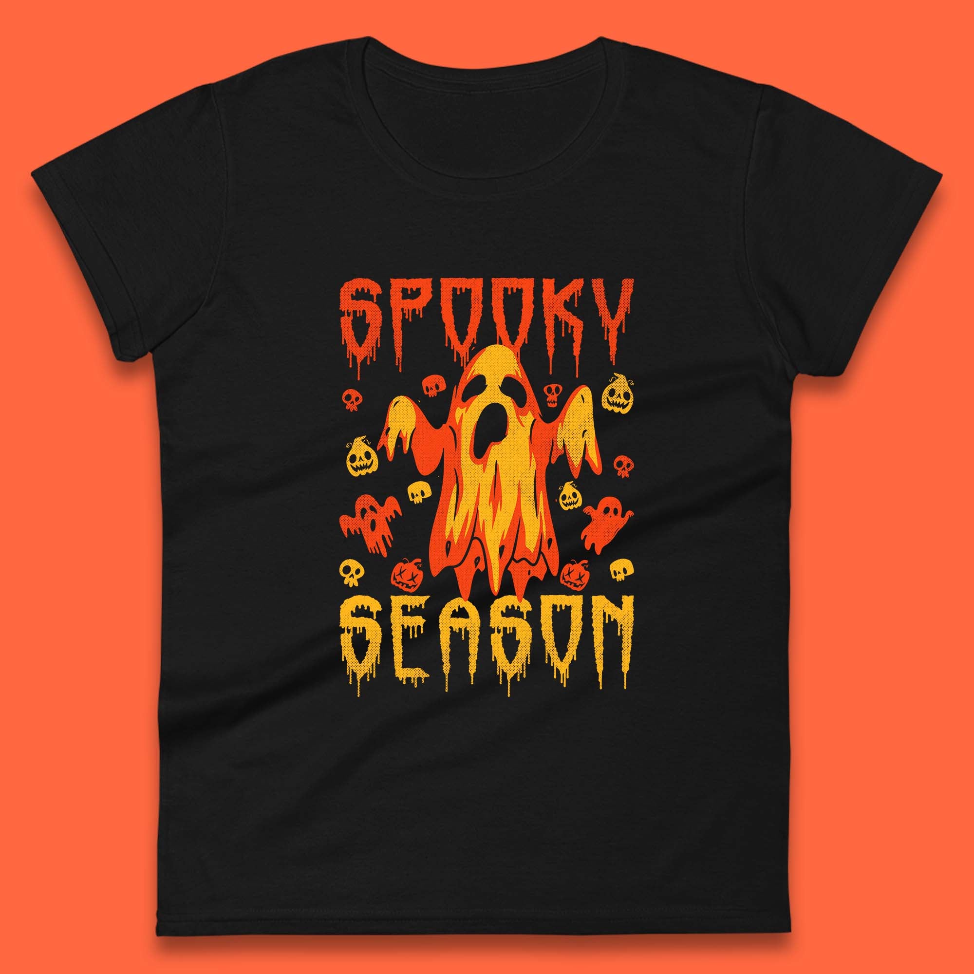 Spooky Season Halloween Ugly Scary Boo Ghost Halloween Vibes Womens Tee Top