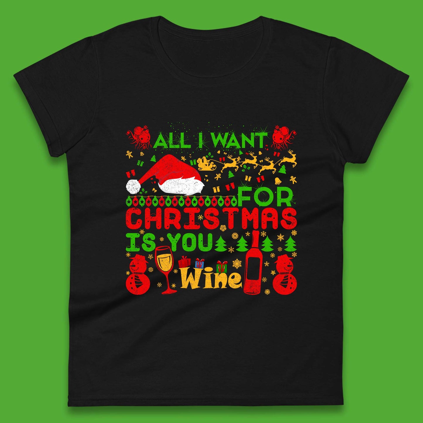 christmas wine womens t shirt
