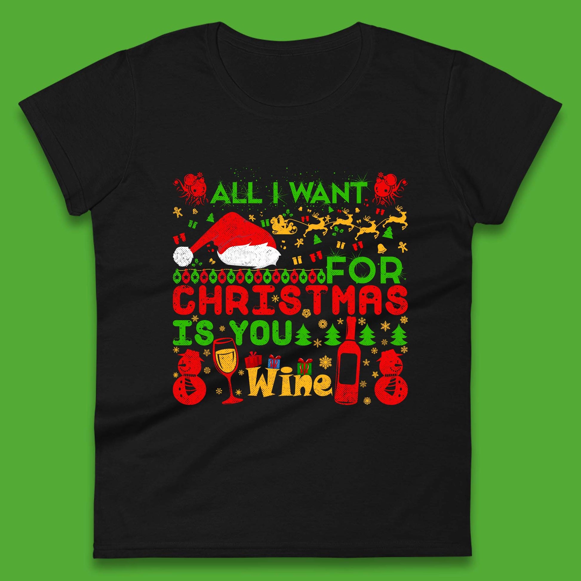 christmas wine womens t shirt