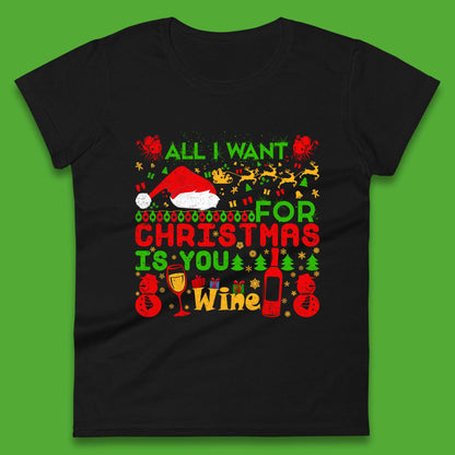 christmas wine womens t shirt