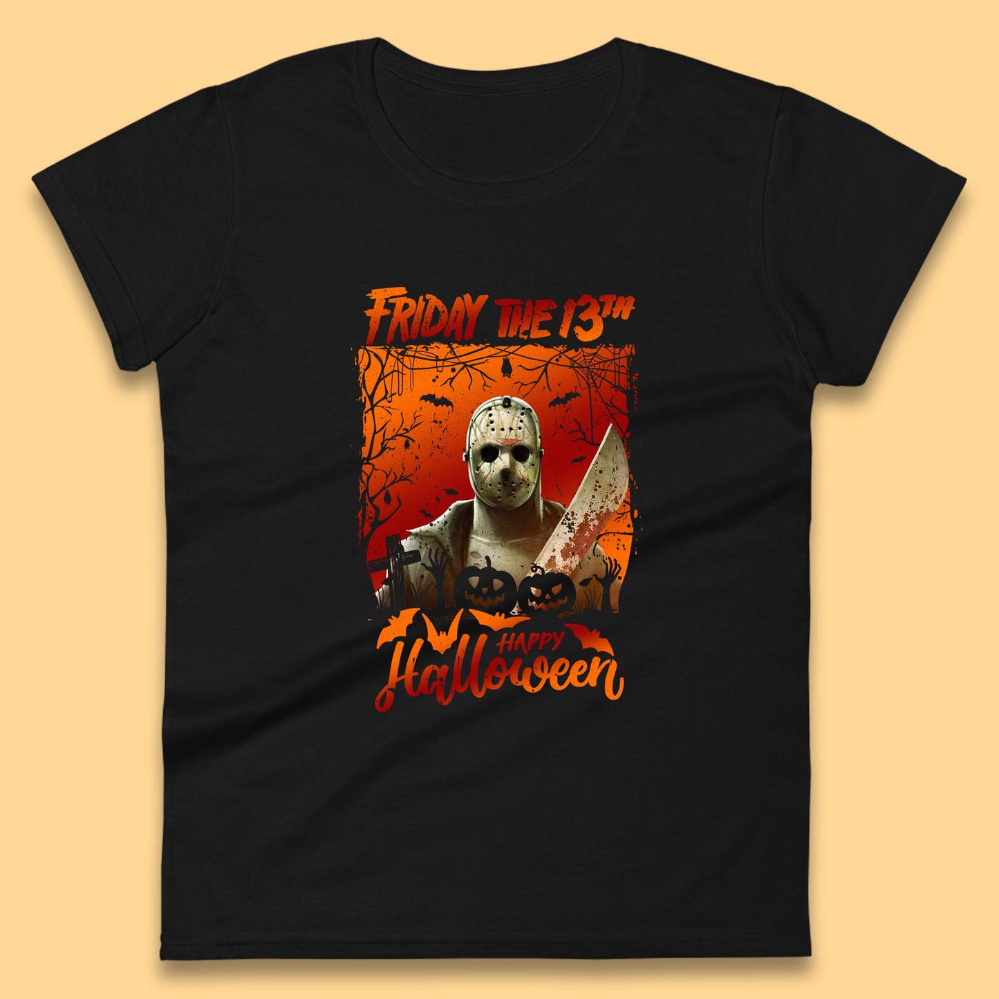 Friday The 13th Happy Halloween Jason Voorhees Halloween Horror Movie Character Womens Tee Top