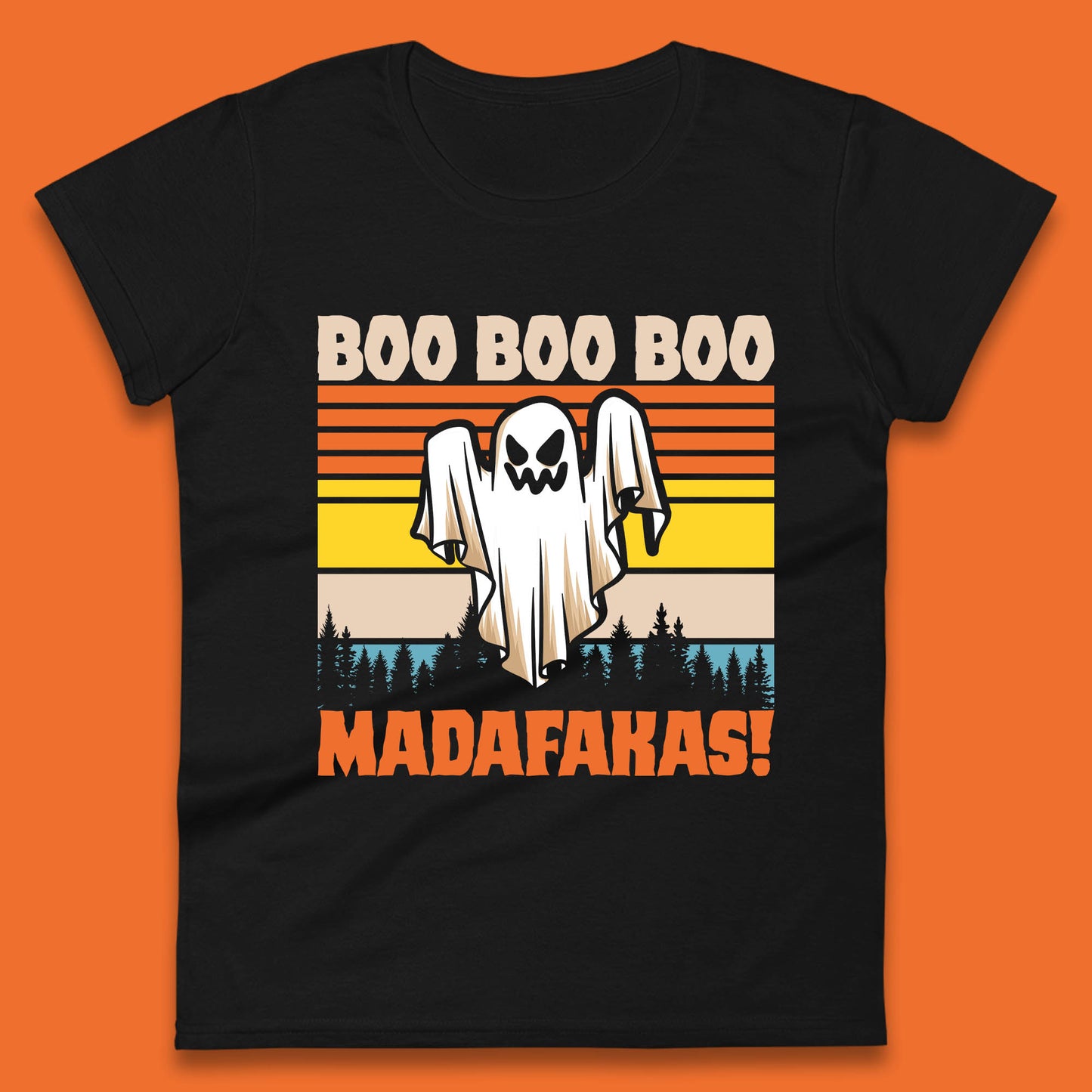 Ghost Say Boo Boo Boo Madafakas Halloween Vintage Horror Scary Boo Ghost Womens Tee Top