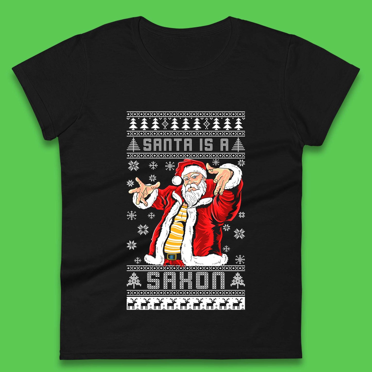 Santa is A Saxon Christmas Womens T-Shirt