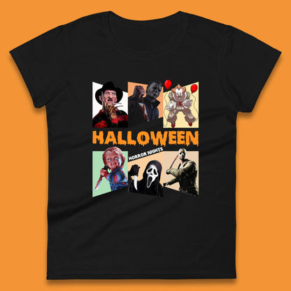 Halloween Horror Nights Horror Movie Characters Halloween Villians Serial Killers Womens Tee Top
