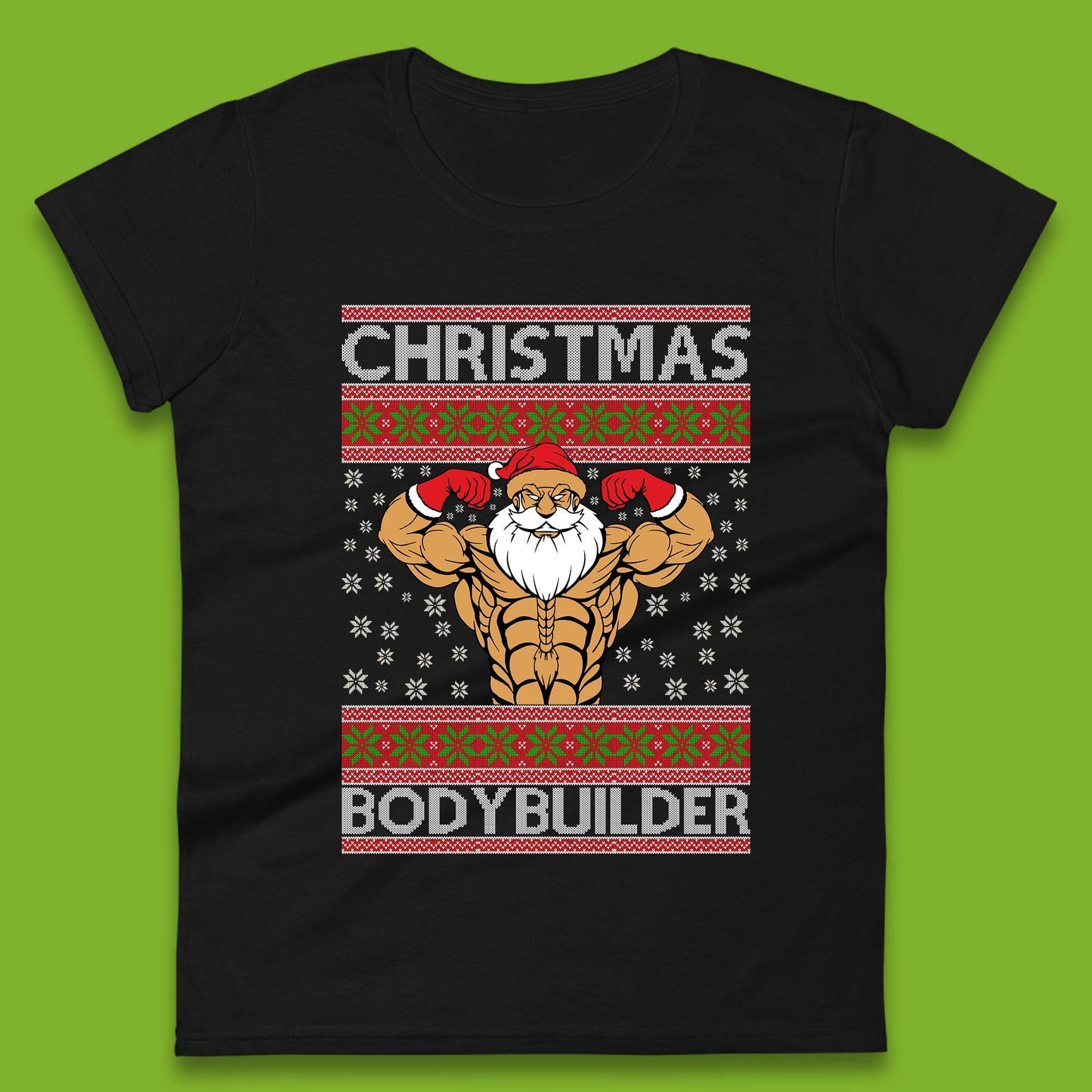 Ugly Christmas Bodybuilder Womens T-Shirt