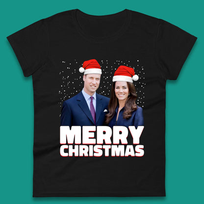 Prince William & Kate Merry Christmas Womens T-Shirt