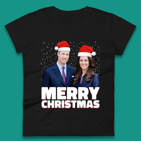 Prince William & Kate Merry Christmas Womens T-Shirt