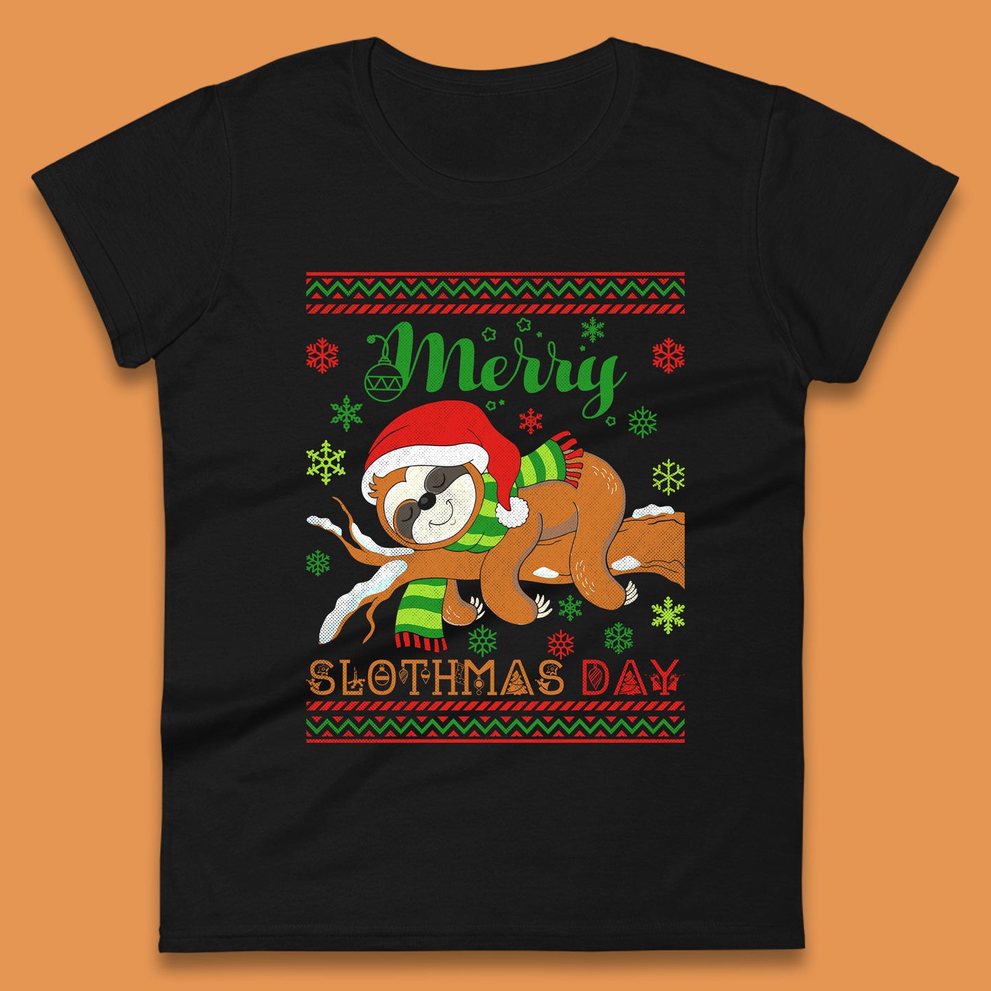 sloth christmas womens t shirt