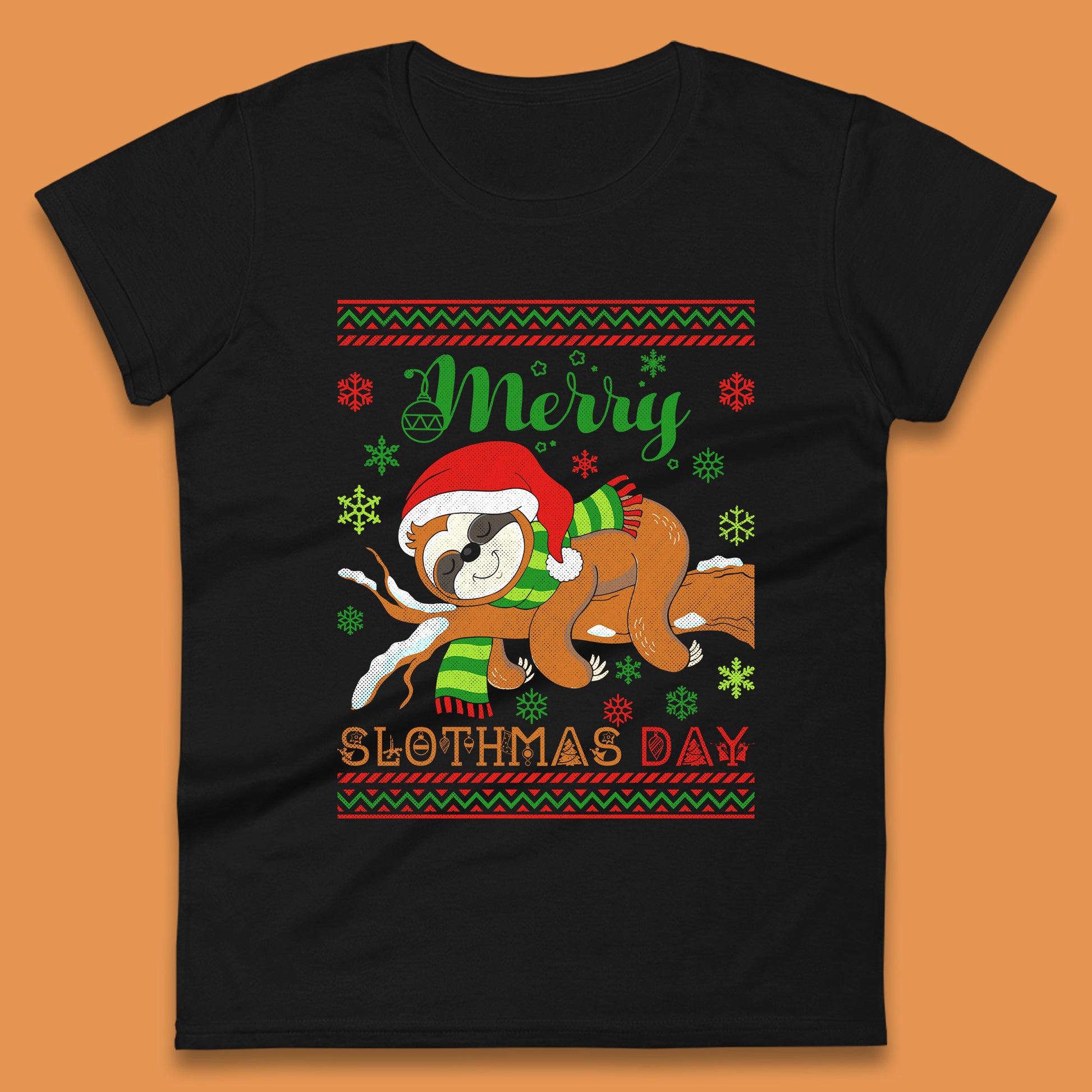 sloth christmas womens t shirt