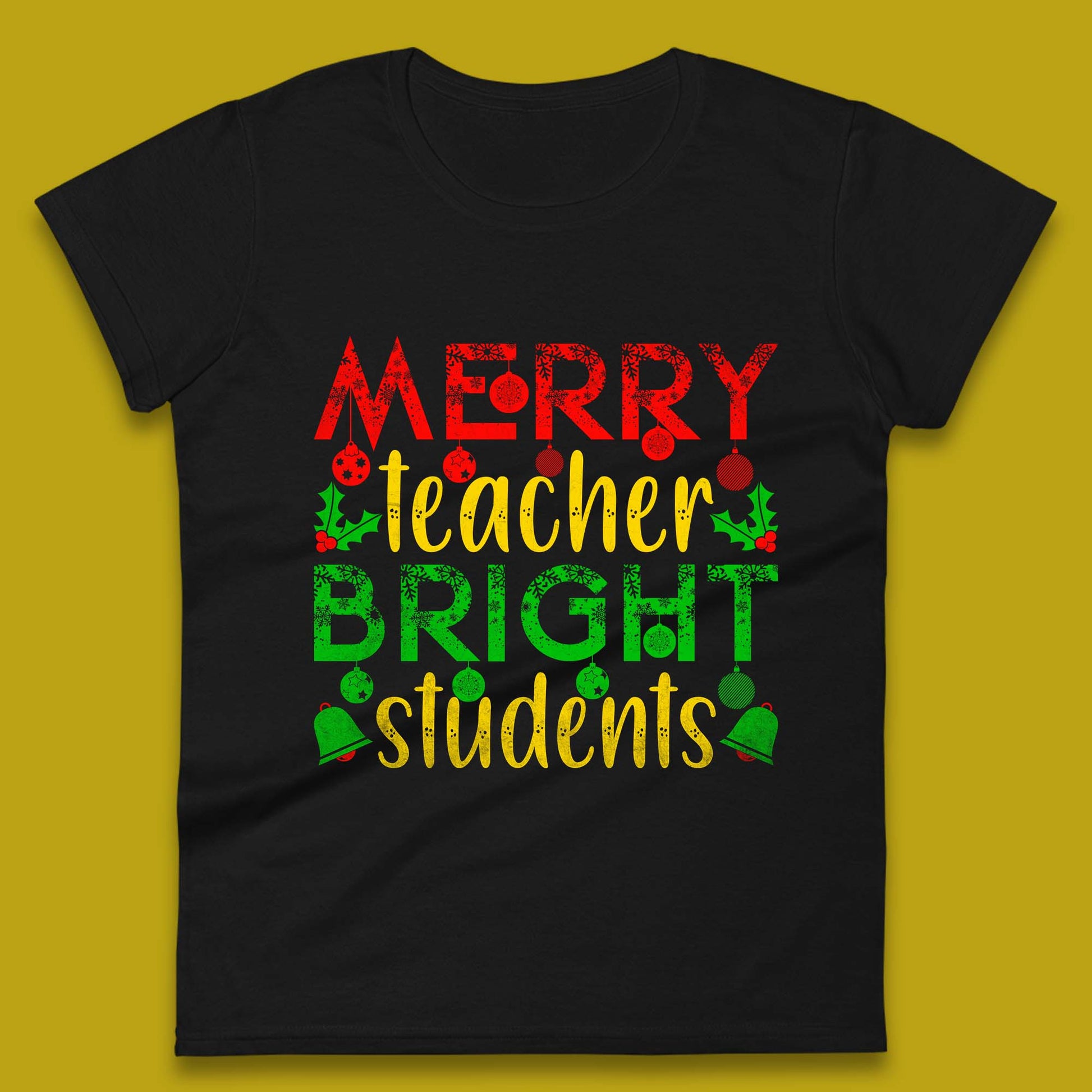 merry teacher bright students christmas womens t shirt