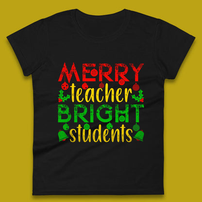 merry teacher bright students christmas womens t shirt