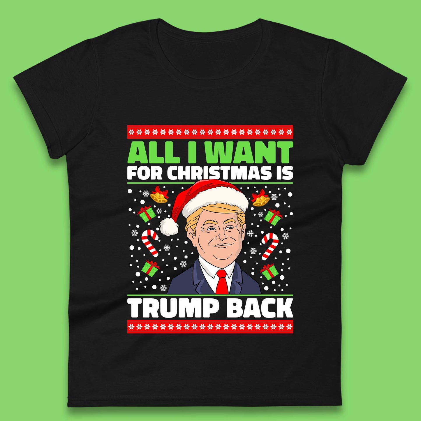 Trump Back Christmas Womens T-Shirt