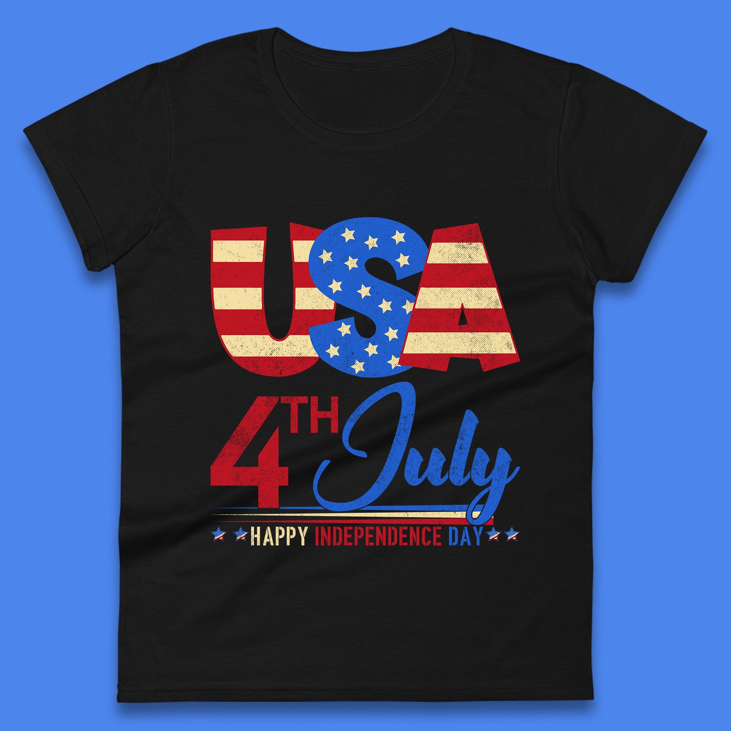USA 4th July Happy Independence Day Celebration Patriotic Womens Tee Top