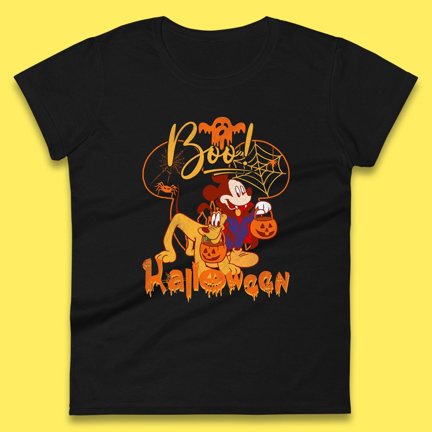 Boo Halloween Mickey Mouse And Pluto Friends Disney Halloween Disneyland Trip Womens Tee Top