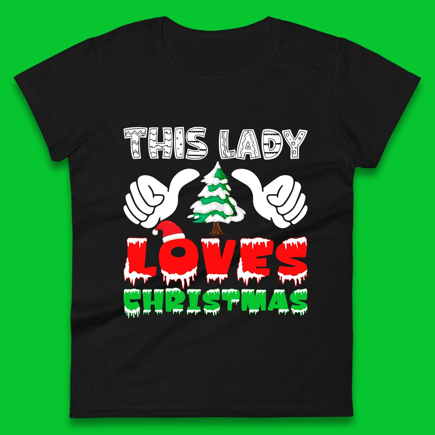 christmas thumbs up womens t shirt