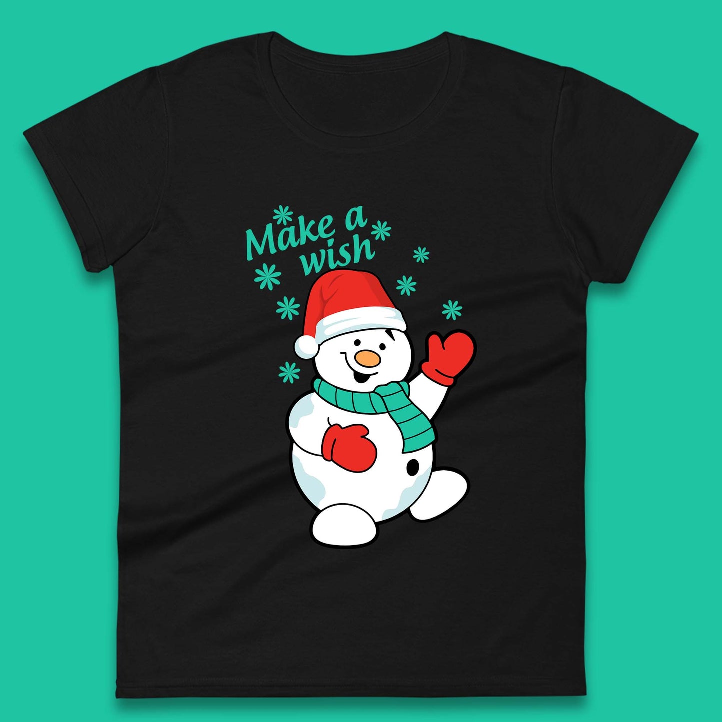 Make A Wish Snowman Christmas Womens T-Shirt