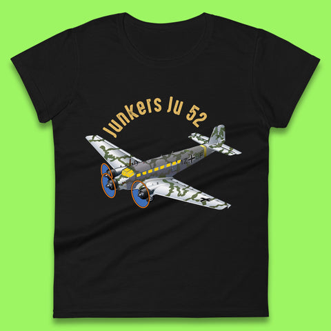 Junkers Ju 52 Transport Aircraft Medium Bomber Airliner Vintage Retro Fighter Jets World War II Remembrance Day Royal Air Force Womens Tee Top