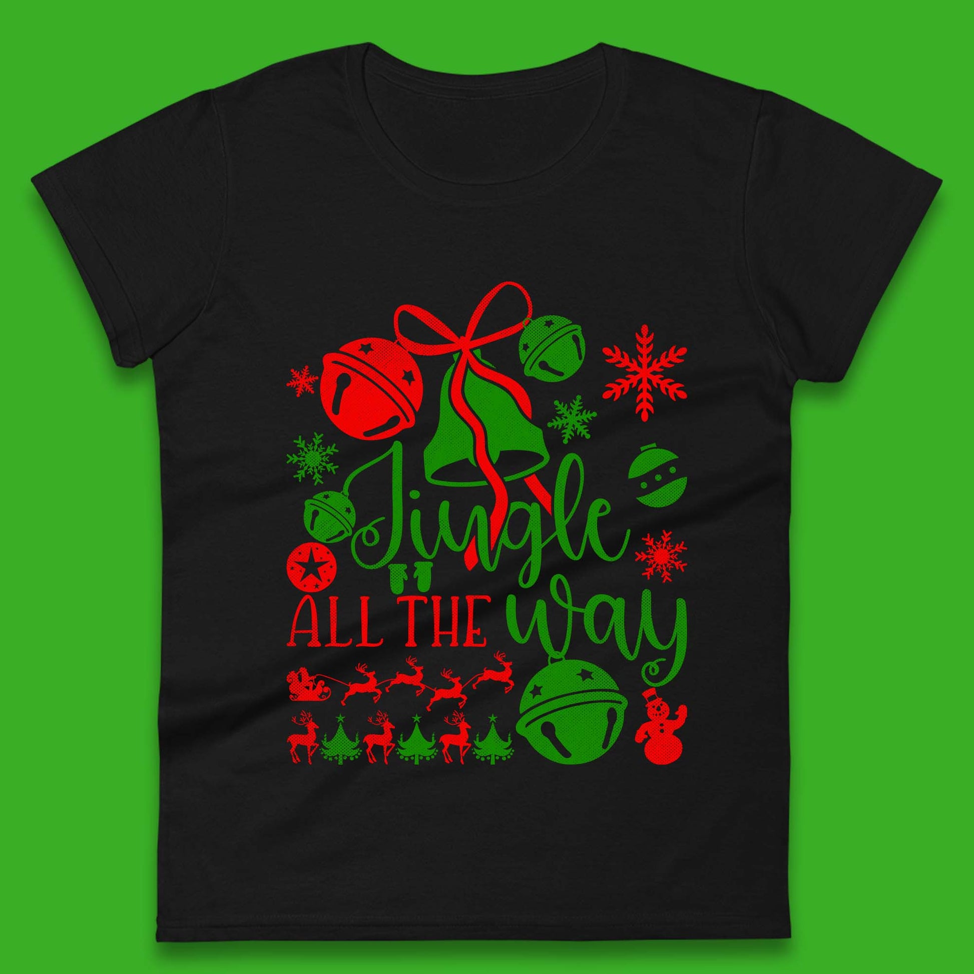 jingle all the way christmas womens t shirt