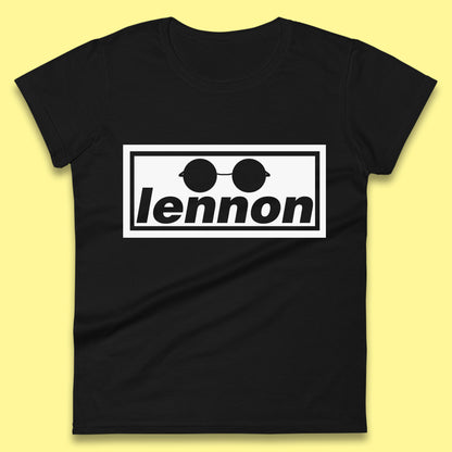 Lennon British Beatles Band John Lennon Singer Songwriter Musician Lennon Glasses Womens Tee Top
