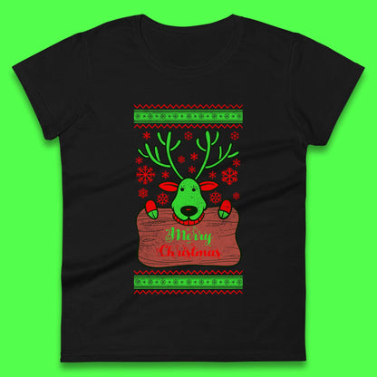 merry christmas reindeer womens t shirt