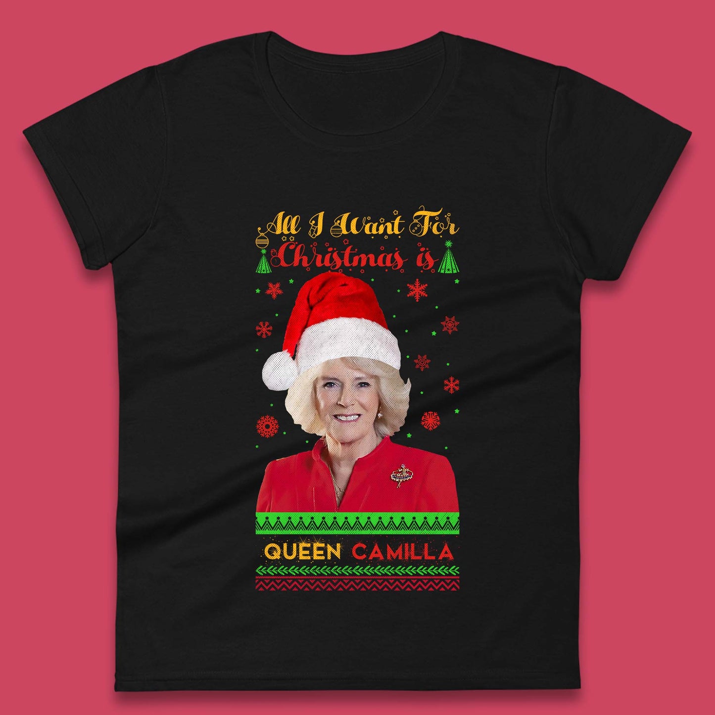 Queen Camilla Christmas Womens T-Shirt