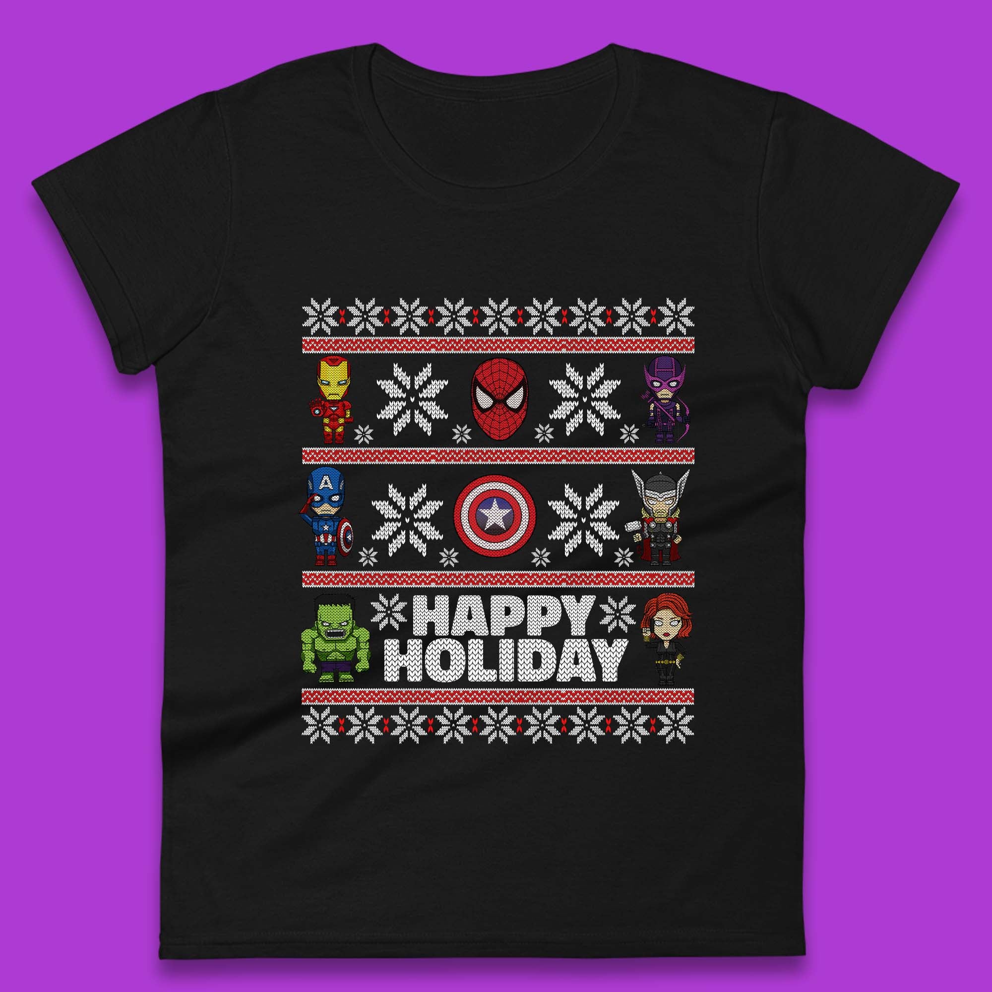 Avengers Superheroes Christmas Womens T-Shirt