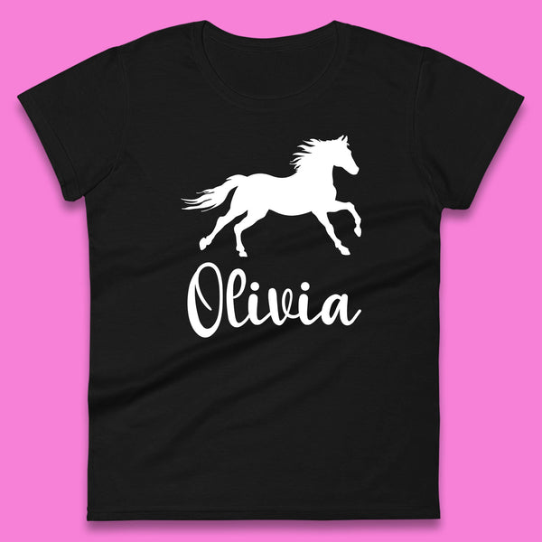 Personalised Running Unicorn Your Name Or Custom Text Horse & Pony Lover Magic Believer Womens Tee Top
