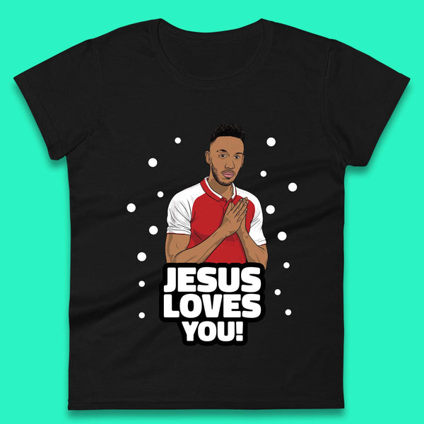 Jesus Loves You Footballer Christmas Womens T-Shirt