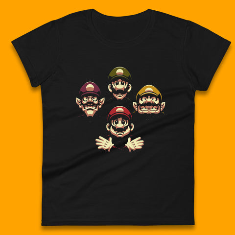 Mario Characters Funny Old Faces Super Mario, Luigi, Wario And Waluigi Game Players Mario Bro Toad Retro Gaming  Womens Tee Top