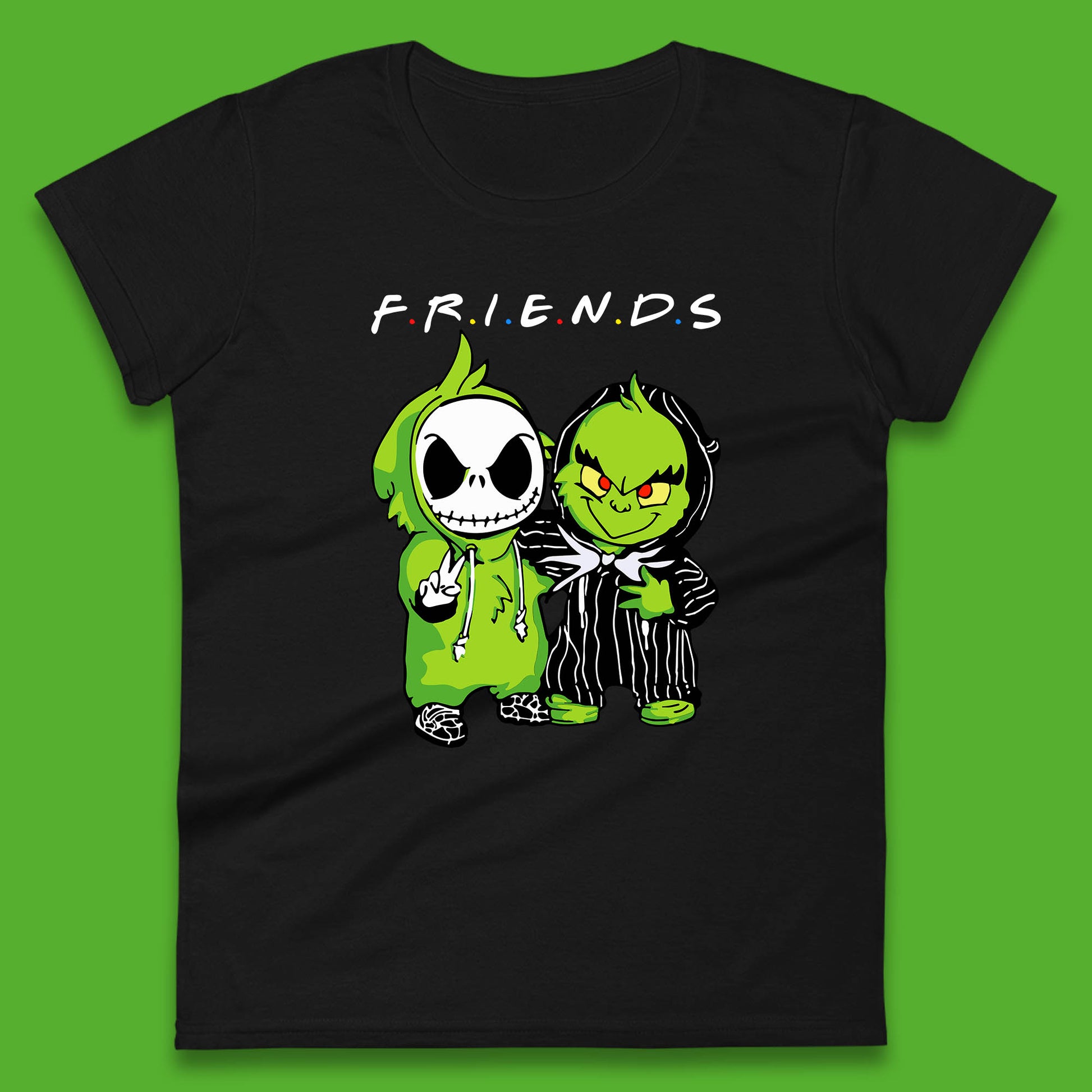 grinch and jack skellington womens tee
