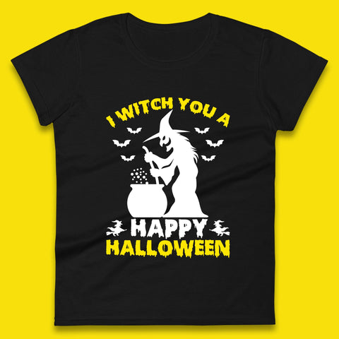 I Witch You A Happy Halloween Cauldron Potion Witch Horror Scary Spooky Season Womens Tee Top